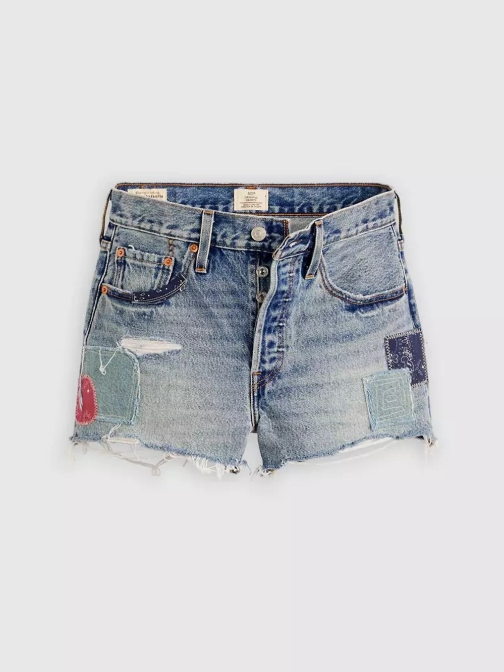 Levi’s 501 Original High Rise Patchwork Denim Shorts Melody’s Muse Cutoff